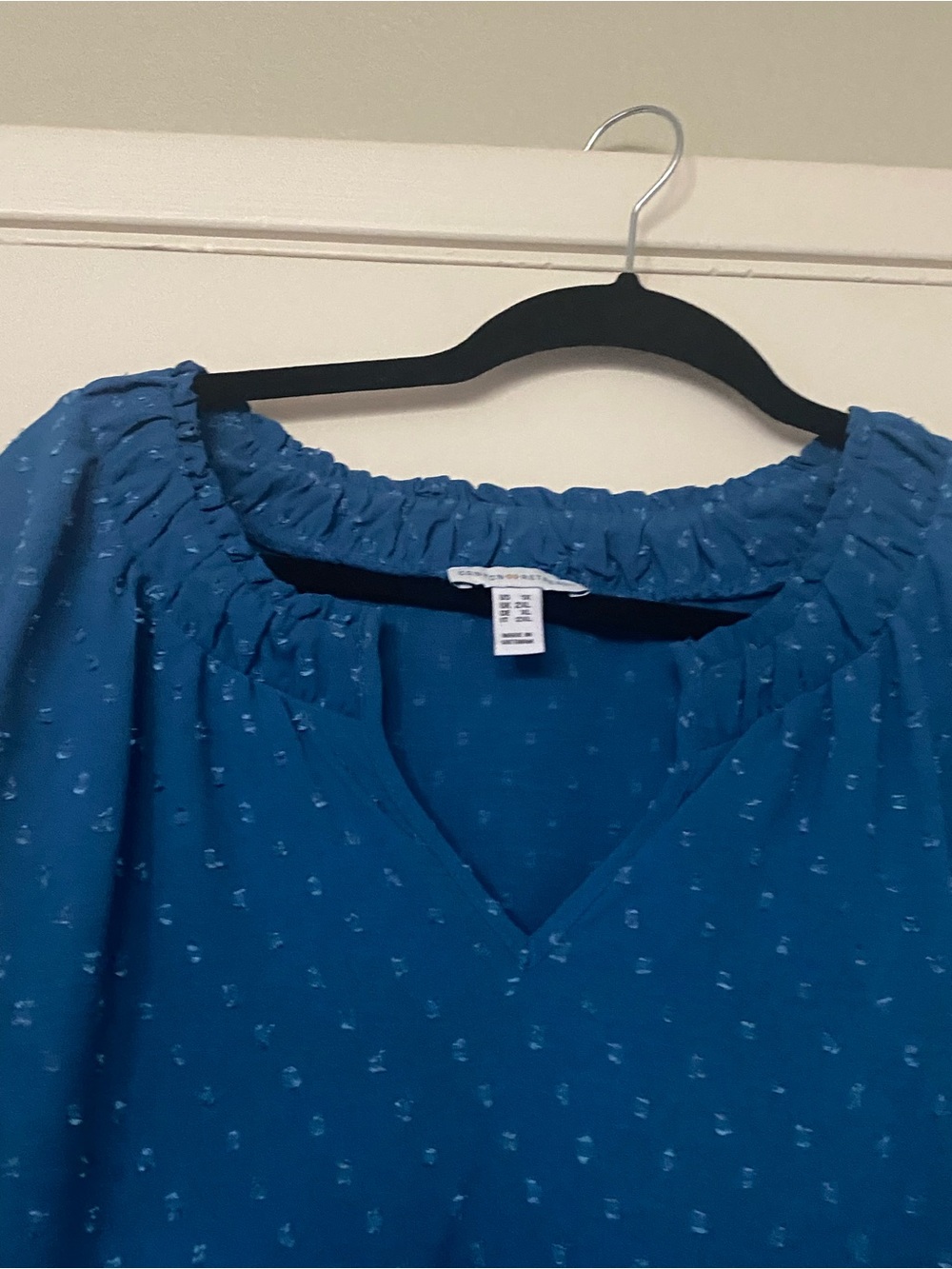 Canyon Retreat Deep Teal V-Neck Textured Top
